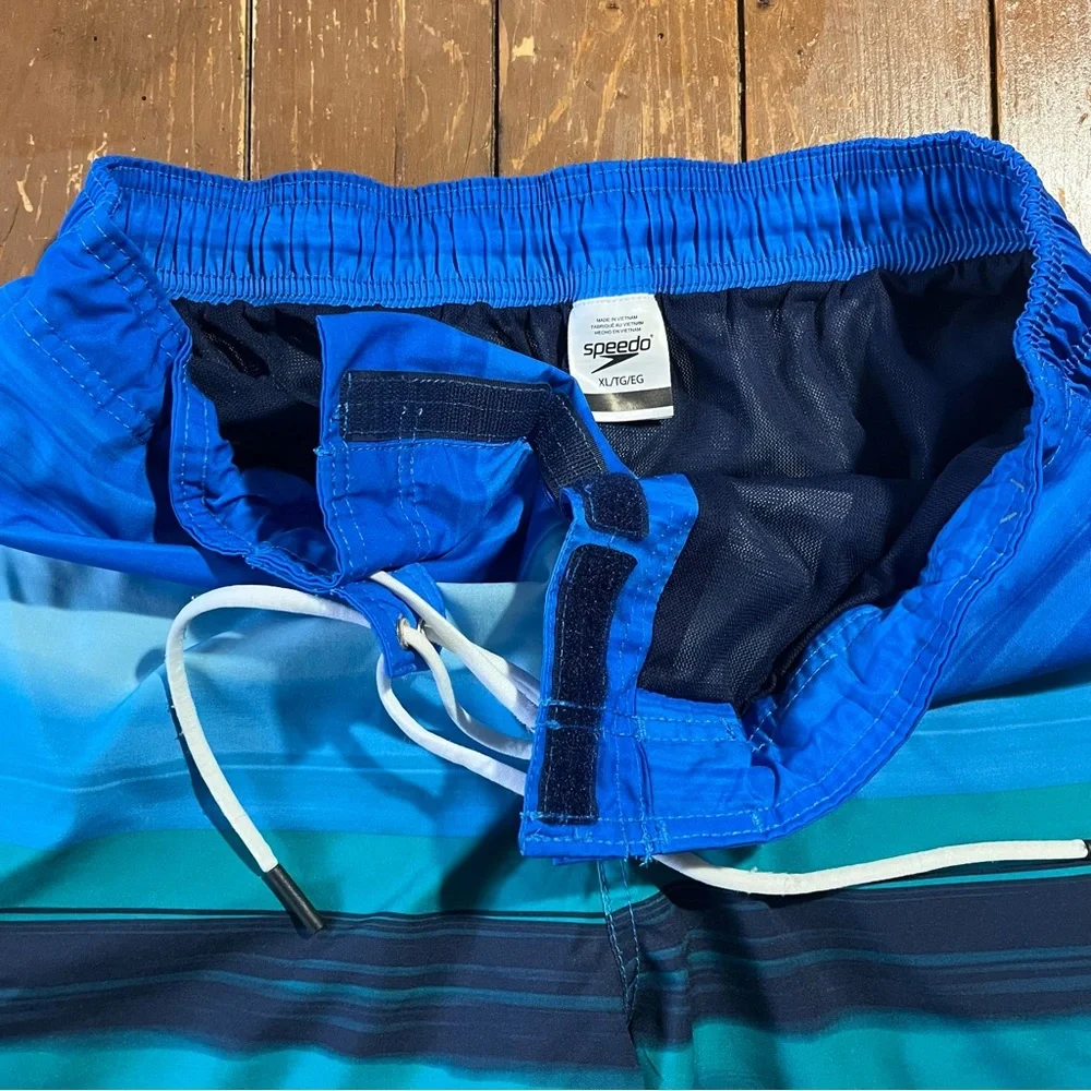 Speedo Men's Ombré Gradient Stripe Stretch Board Shorts Blue